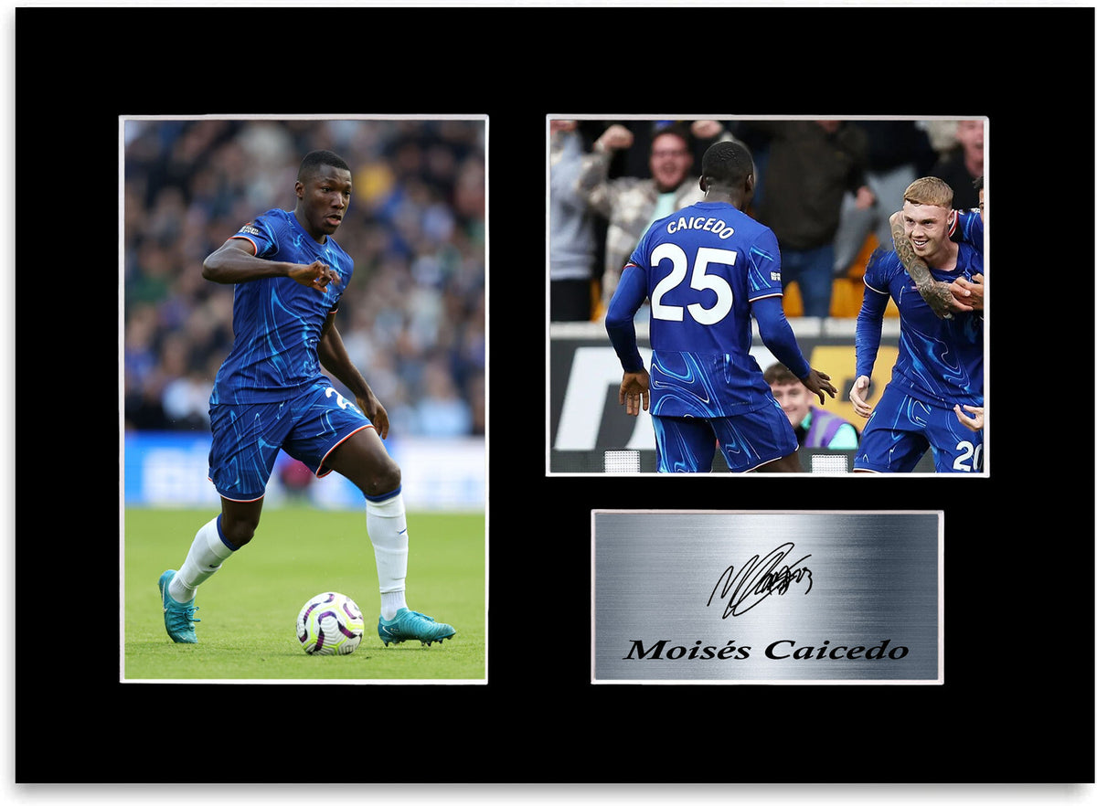 Moises Caicedo Chelsea Player mounted display by LJW Prints
