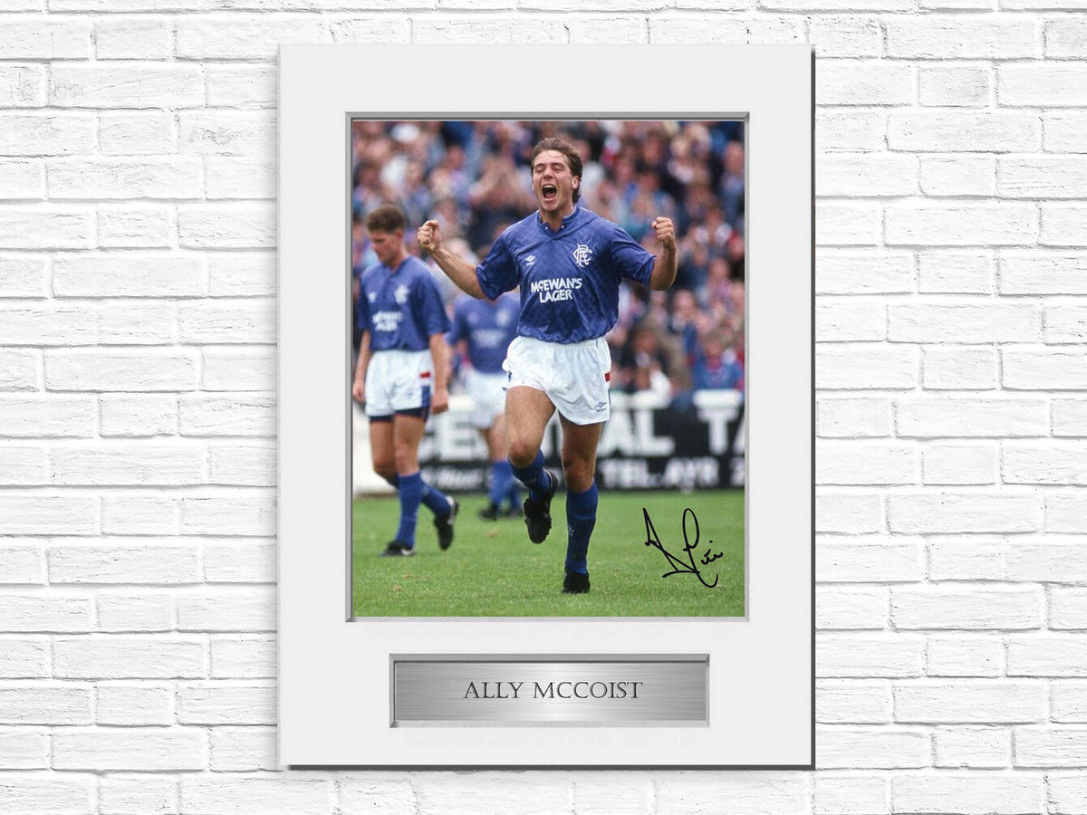 Ally McCoist Rangers Player A4 Signed Photo Display Mount Gift