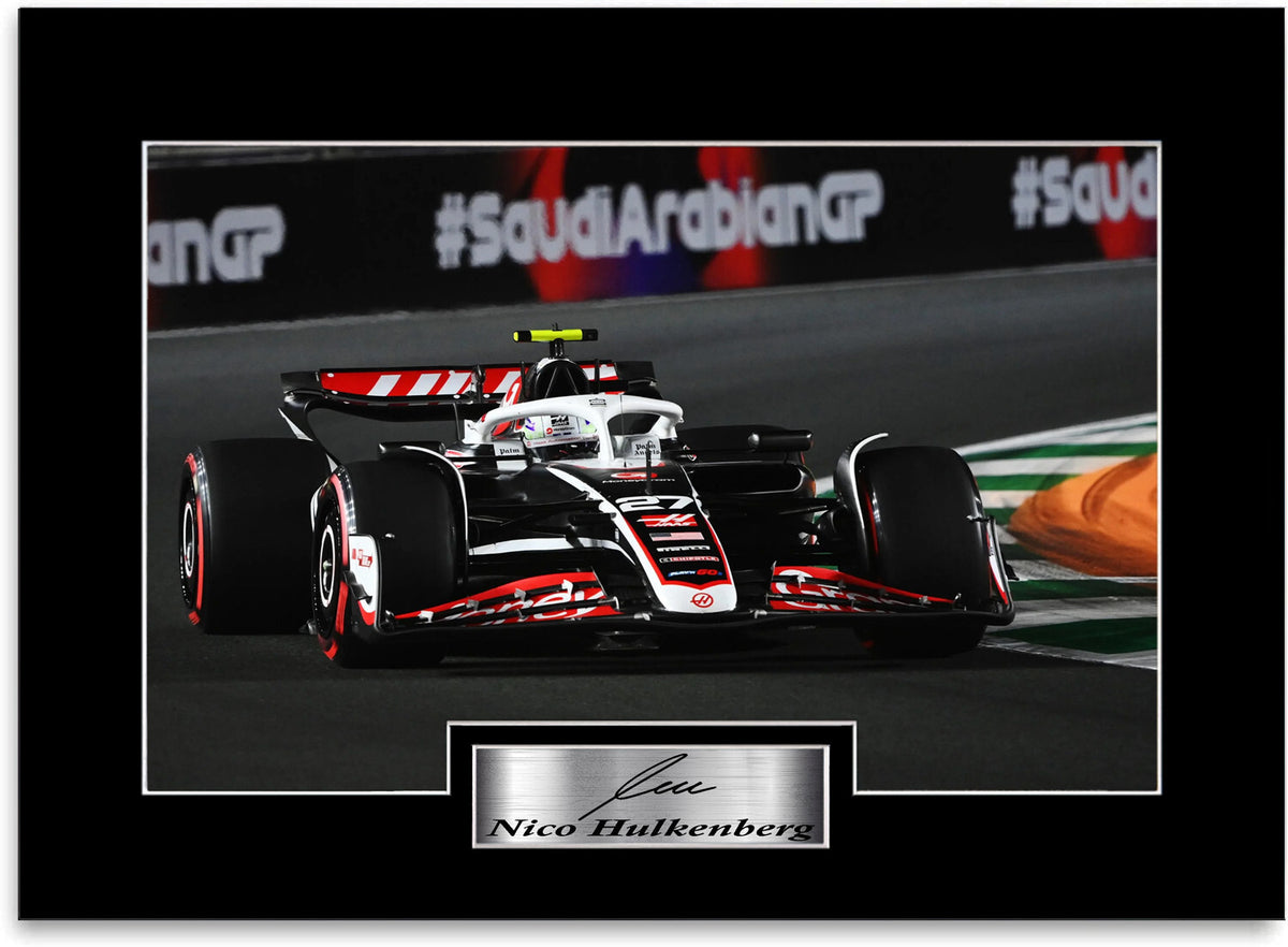 Nico Hulkenberg Formula 1 Driver 2024 mounted display by LJW Prints