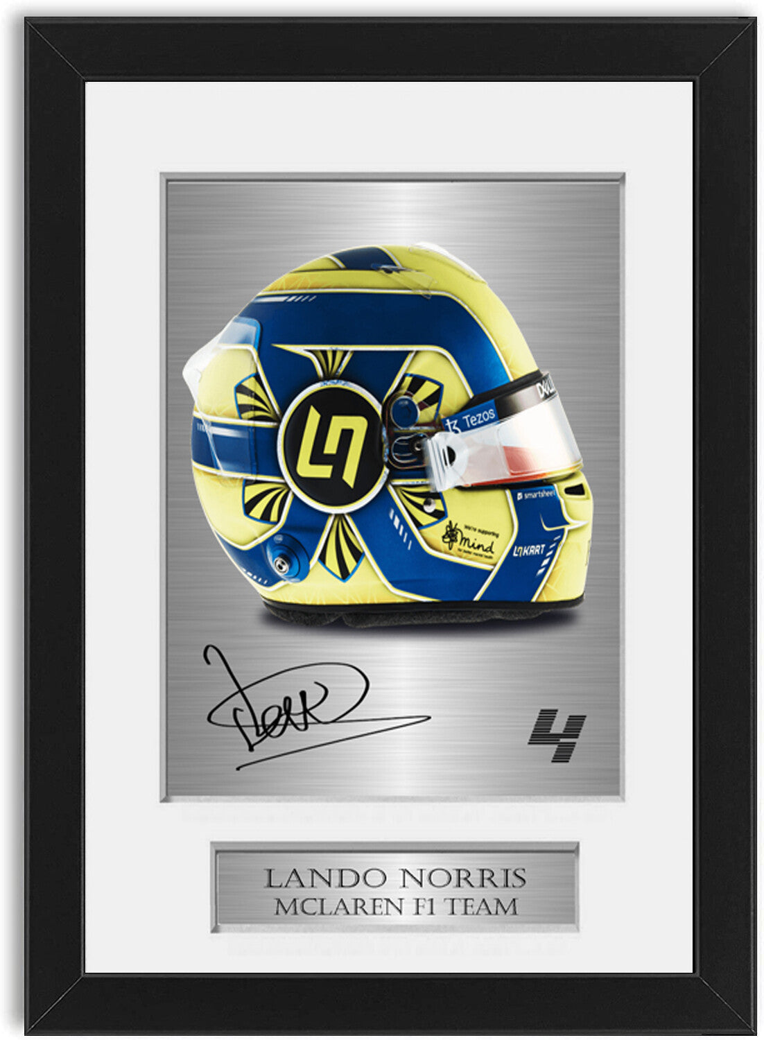 Lando Norris McLaren F1 Formula 1 2022 Helmet Signed Photo Display Mount A4 