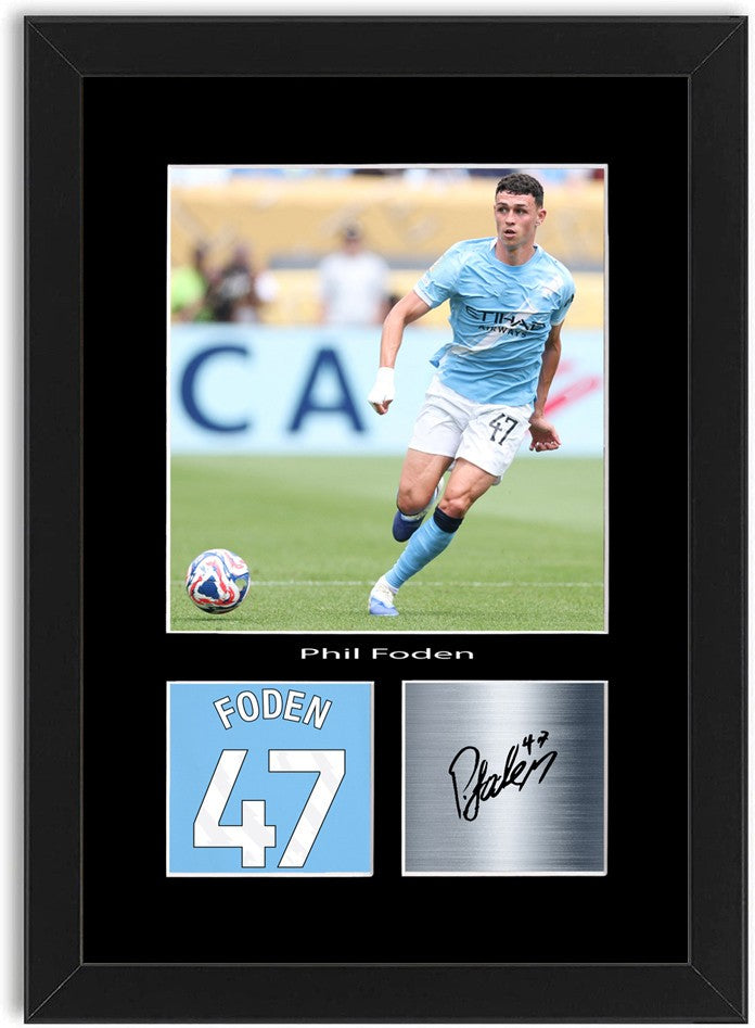 Phil Foden Football Player Poster Signed Print Photo A4 Wall Art Framed
