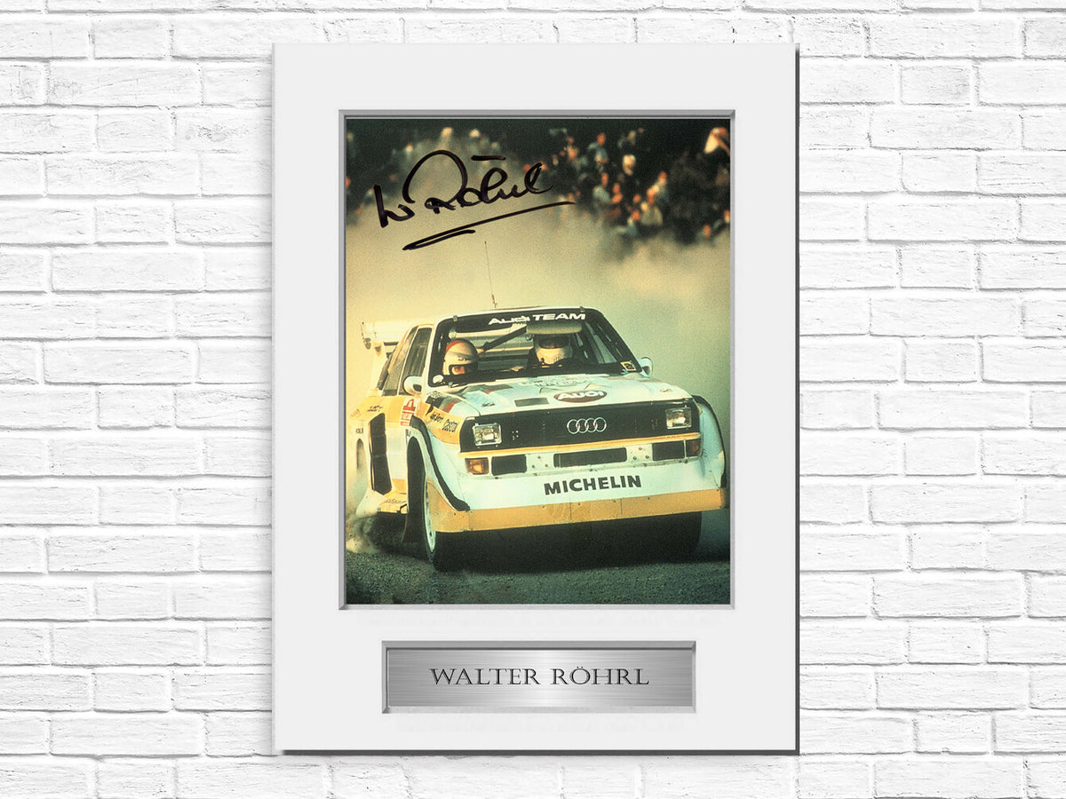 Walter Rohrl World Rally Champion Group B Signed Photo Display Mount A4 Poster
