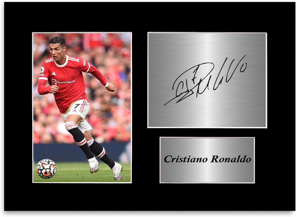 Cristiano Ronaldo Man United Player A4 Printed Signed Photo Display Mount Gift