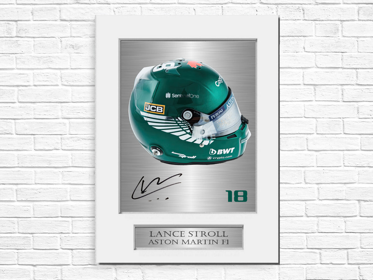 Lance Stroll Aston Martin F1 Driver 2021 Helmet mounted display by LJW Prints