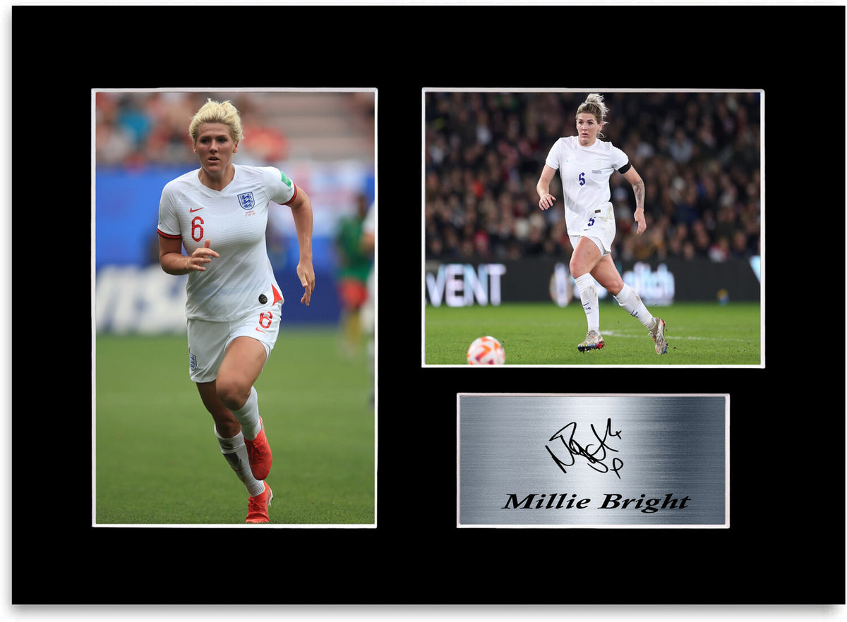 Millie Bright England mounted display by LJW Prints