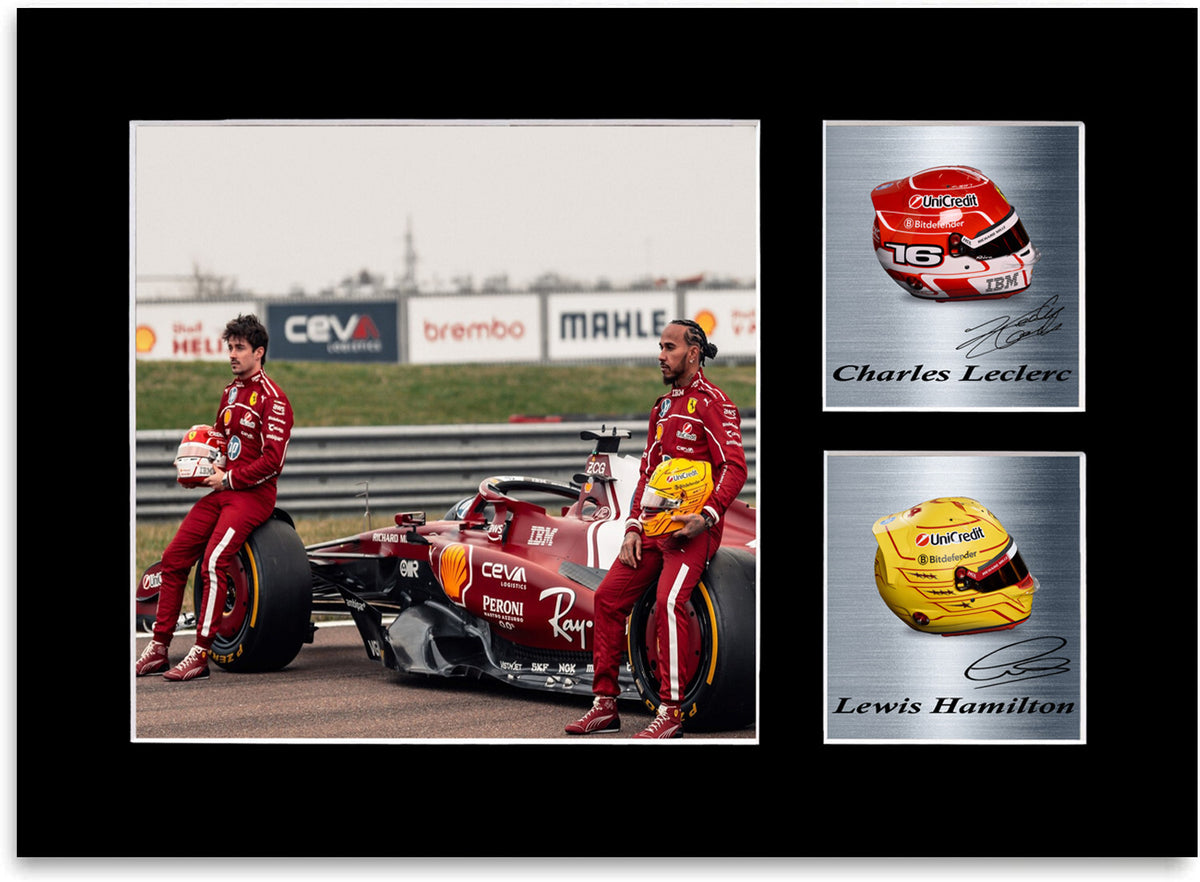 Lewis Hamilton Leclerc For Ferrari F1 Fans mounted display by LJW Prints