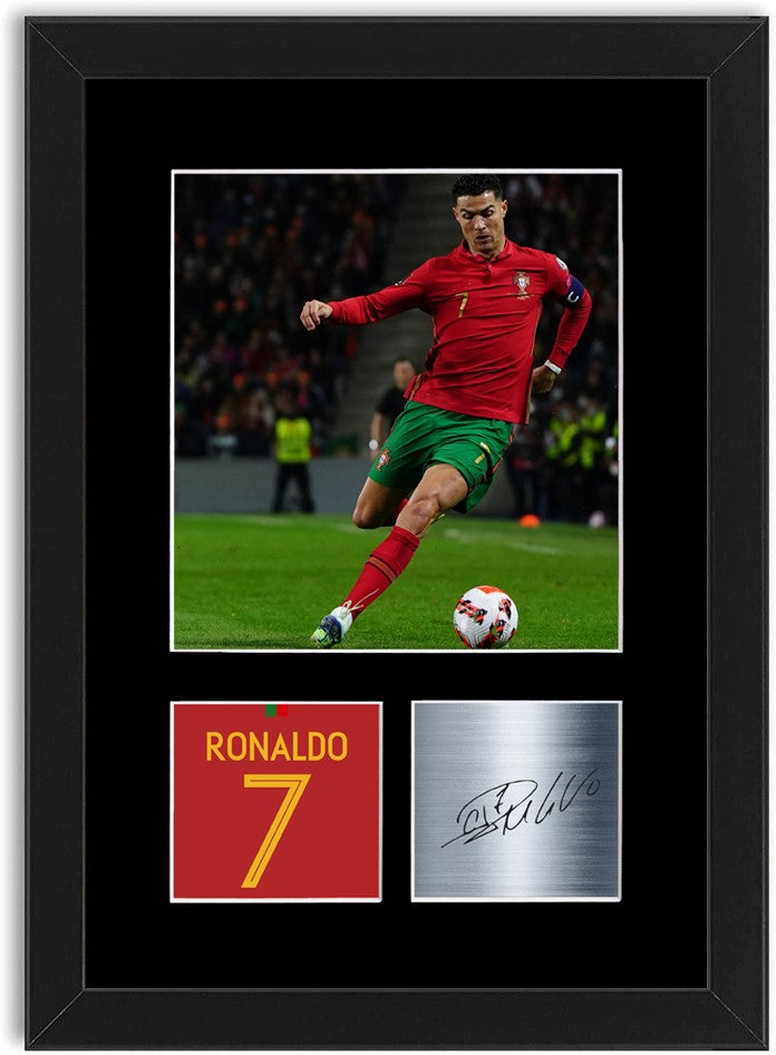 Ronaldo Portugal Football Player Poster Signed Print Photo A4 Wall Art Framed