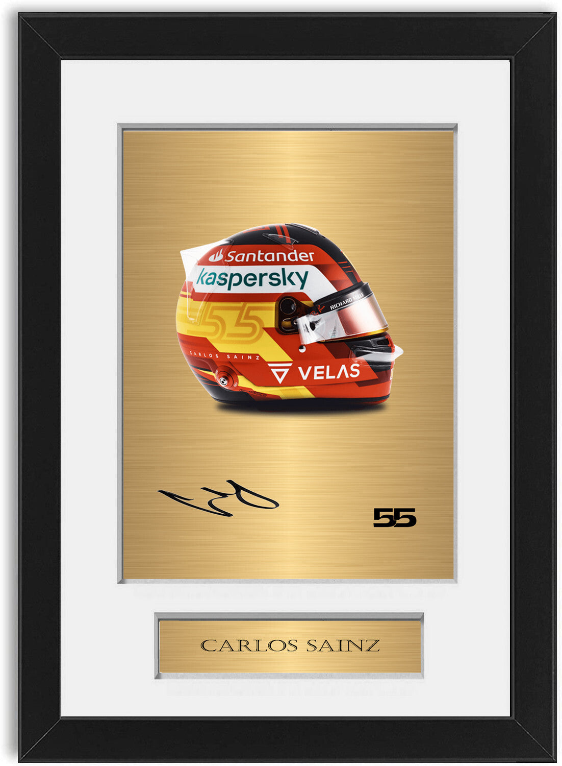 Carlos Sainz Ferrari F1 Driver 2022 Helmet framed print by LJW Prints