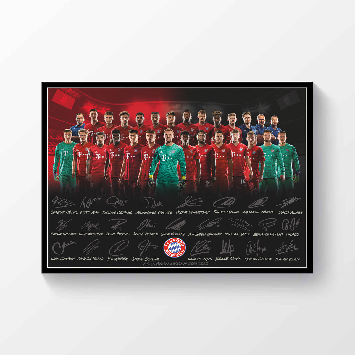 FC Bayern München 2019-2020 Champions Signed Poster A4