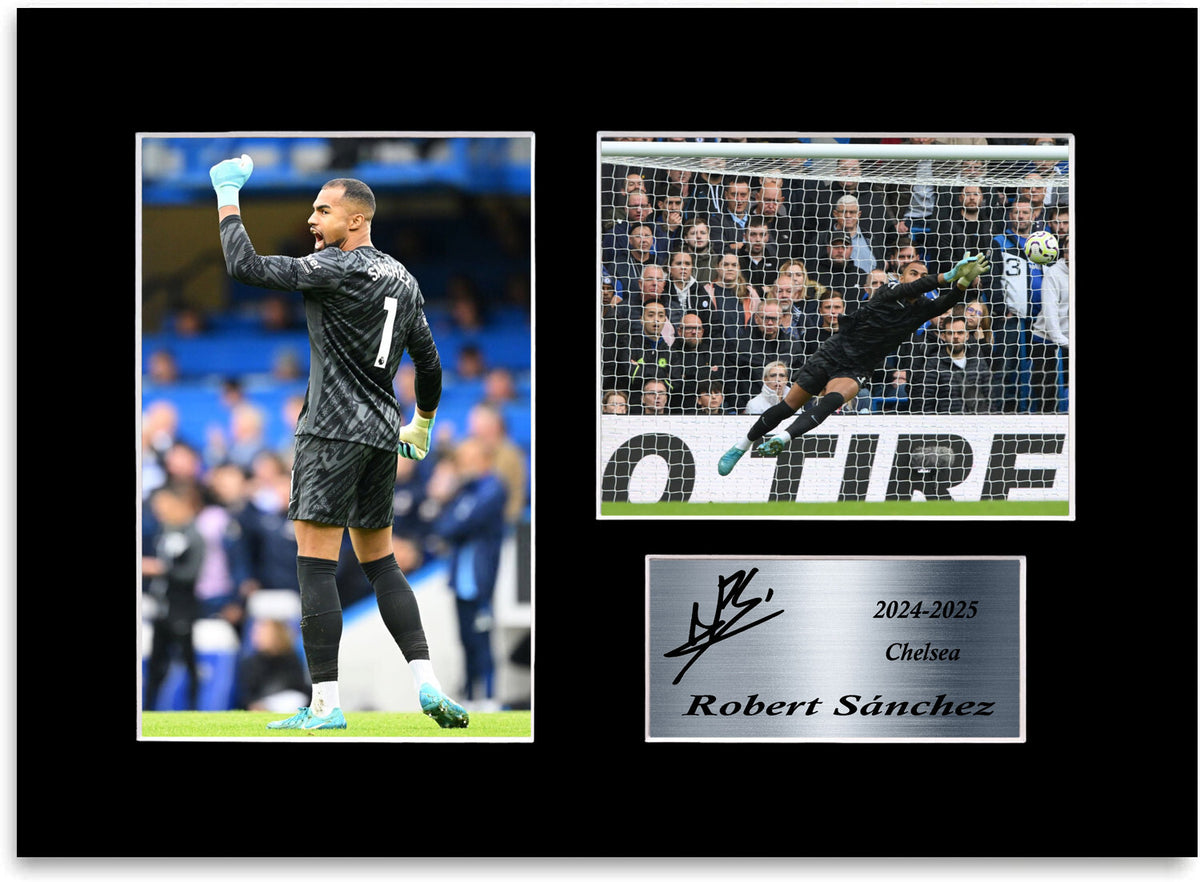 Robert Sanchez Chelsea Player mounted display by LJW Prints