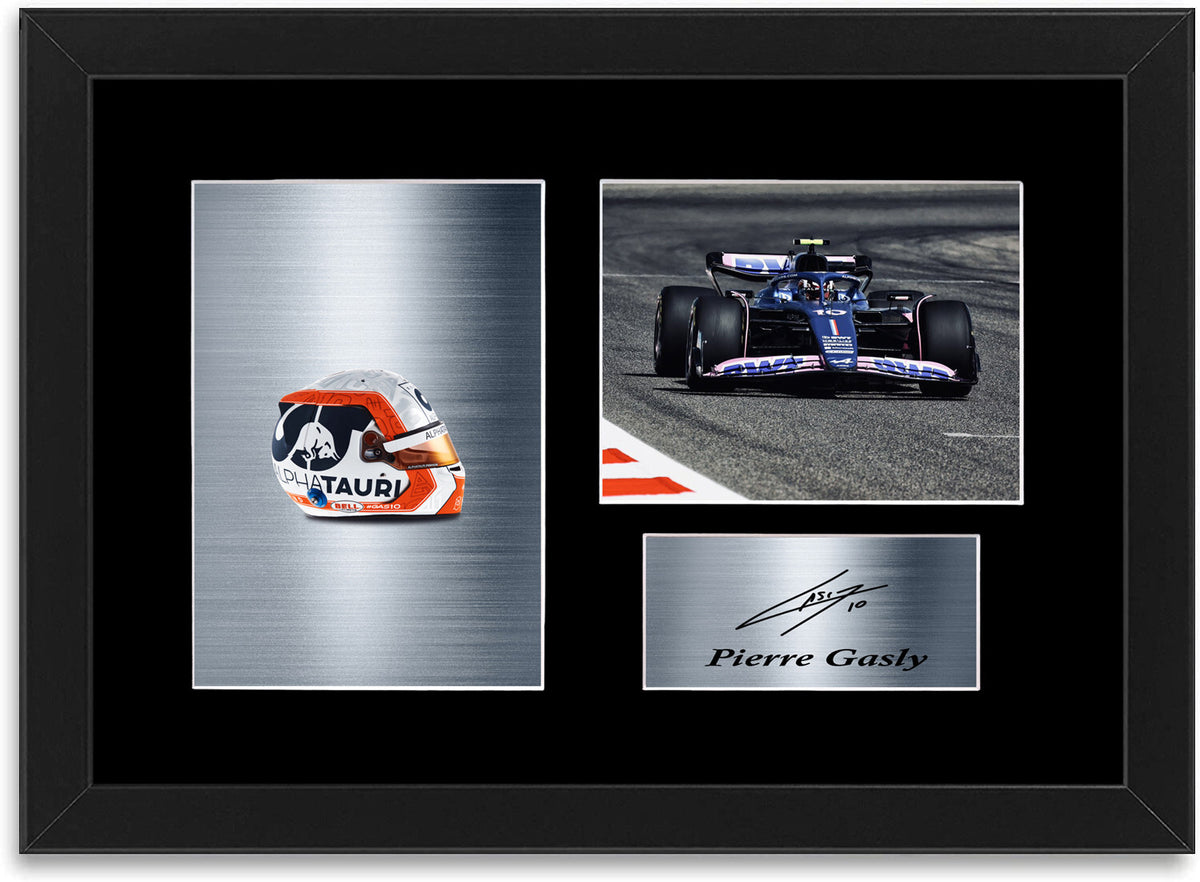 Pierre Gasly F1 Driver 2023 Car Helmet Signed Photo Display Mount A4 Framed