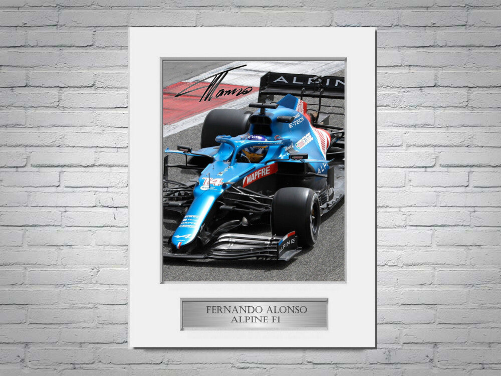 Fernando Alonso Alpine F1 Formula 1 Driver 2021 Signed Photo Display Mount A4 