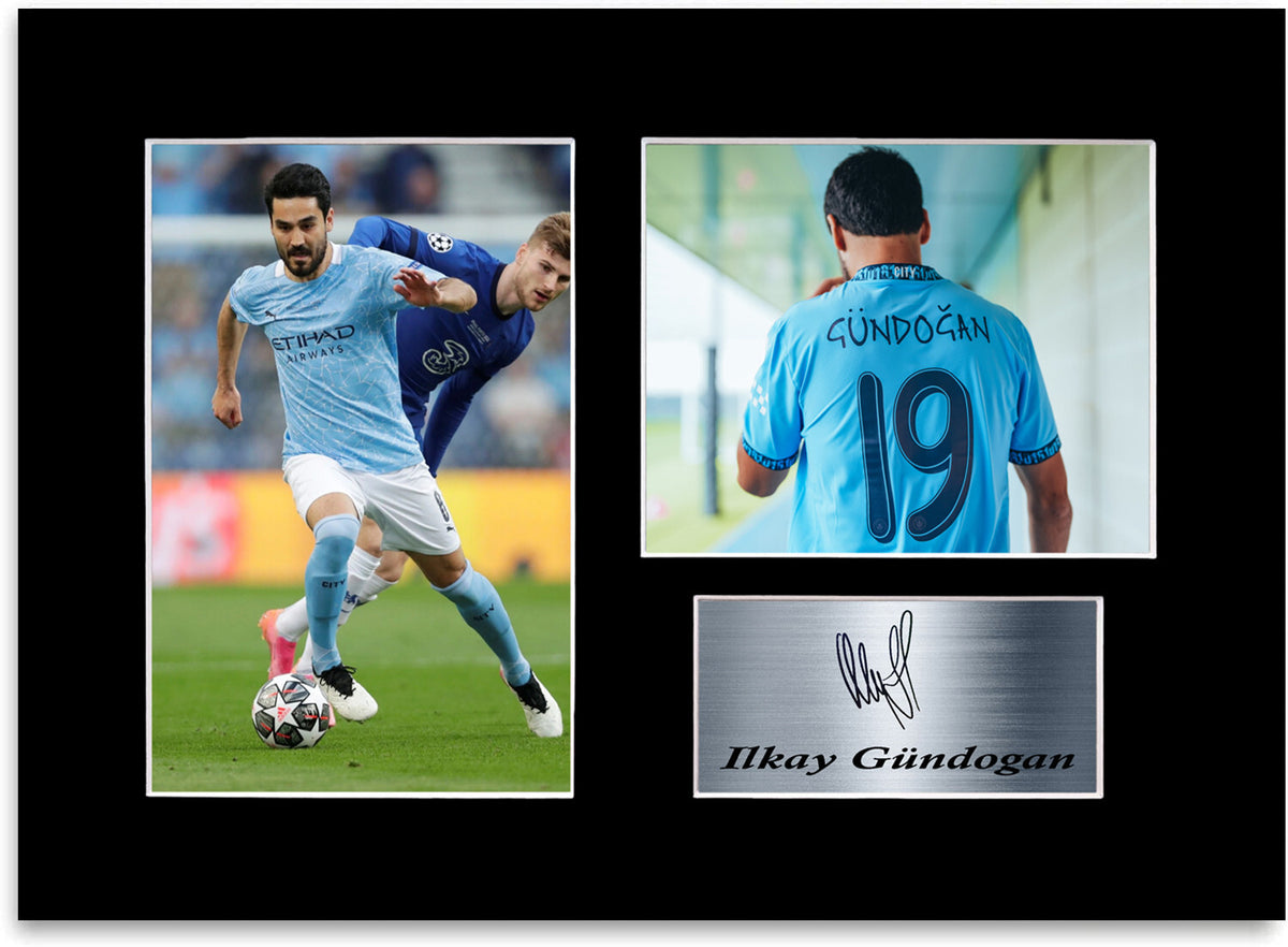Ilkay Gundogan Man city Player mounted display by LJW Prints