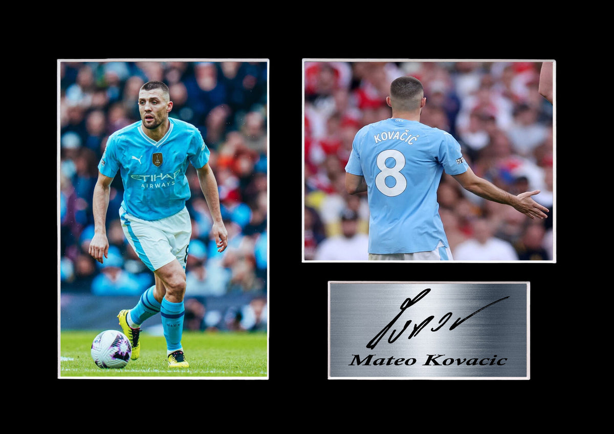 Mateo Kovacic Man City Player mounted display by LJW Prints