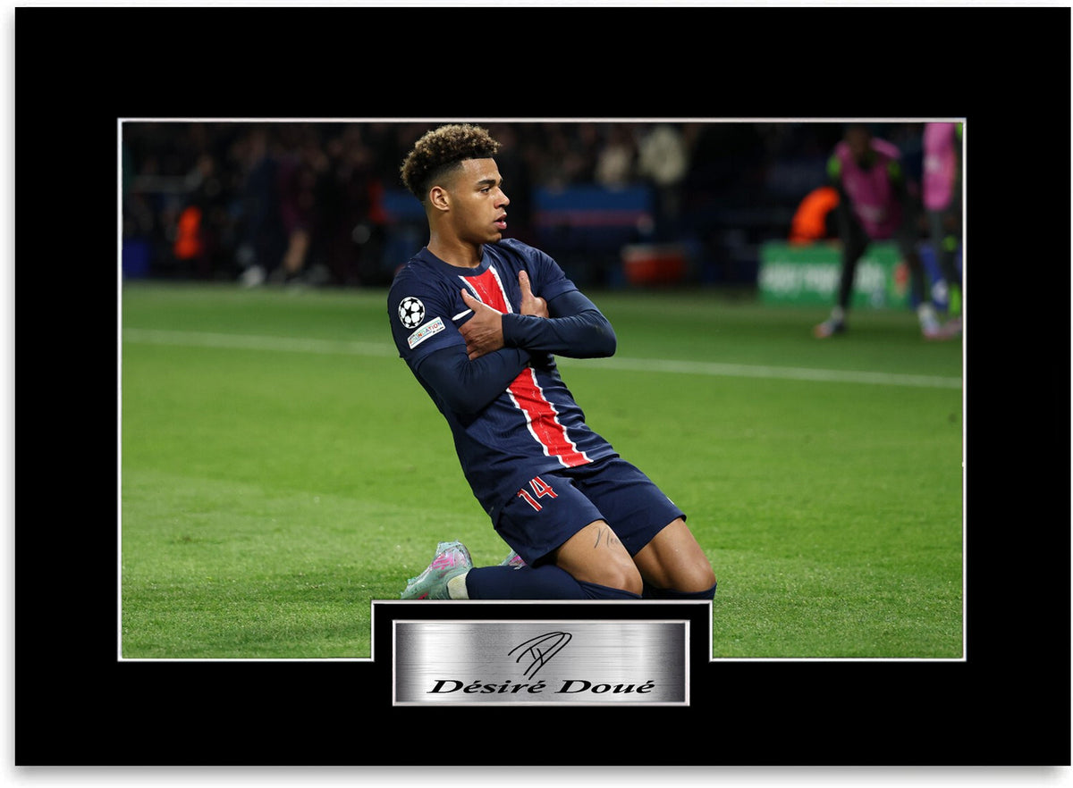 Desire Doue Football Player For psg Fans mounted display by LJW Prints