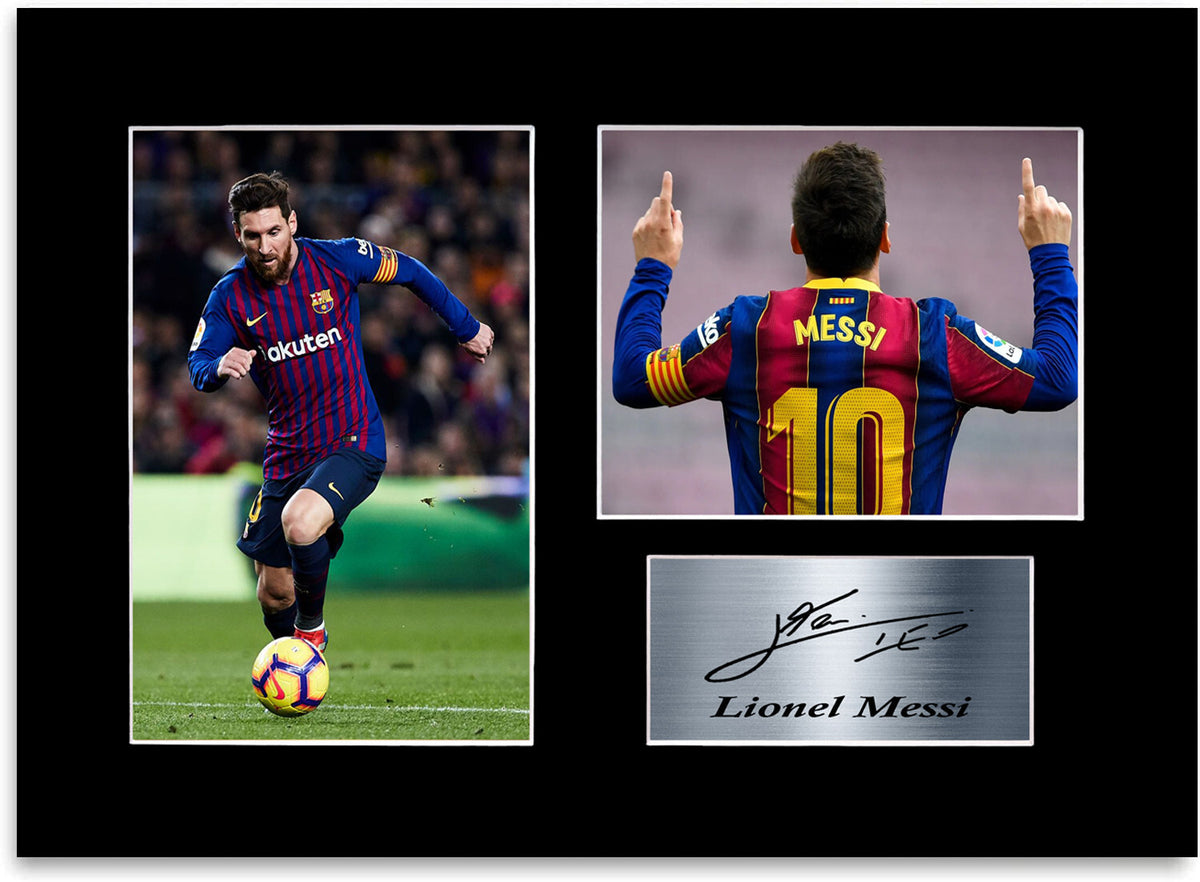 Lionel Messi Barcelona Football Player Signed Photo Display Mount Poster Gift A4