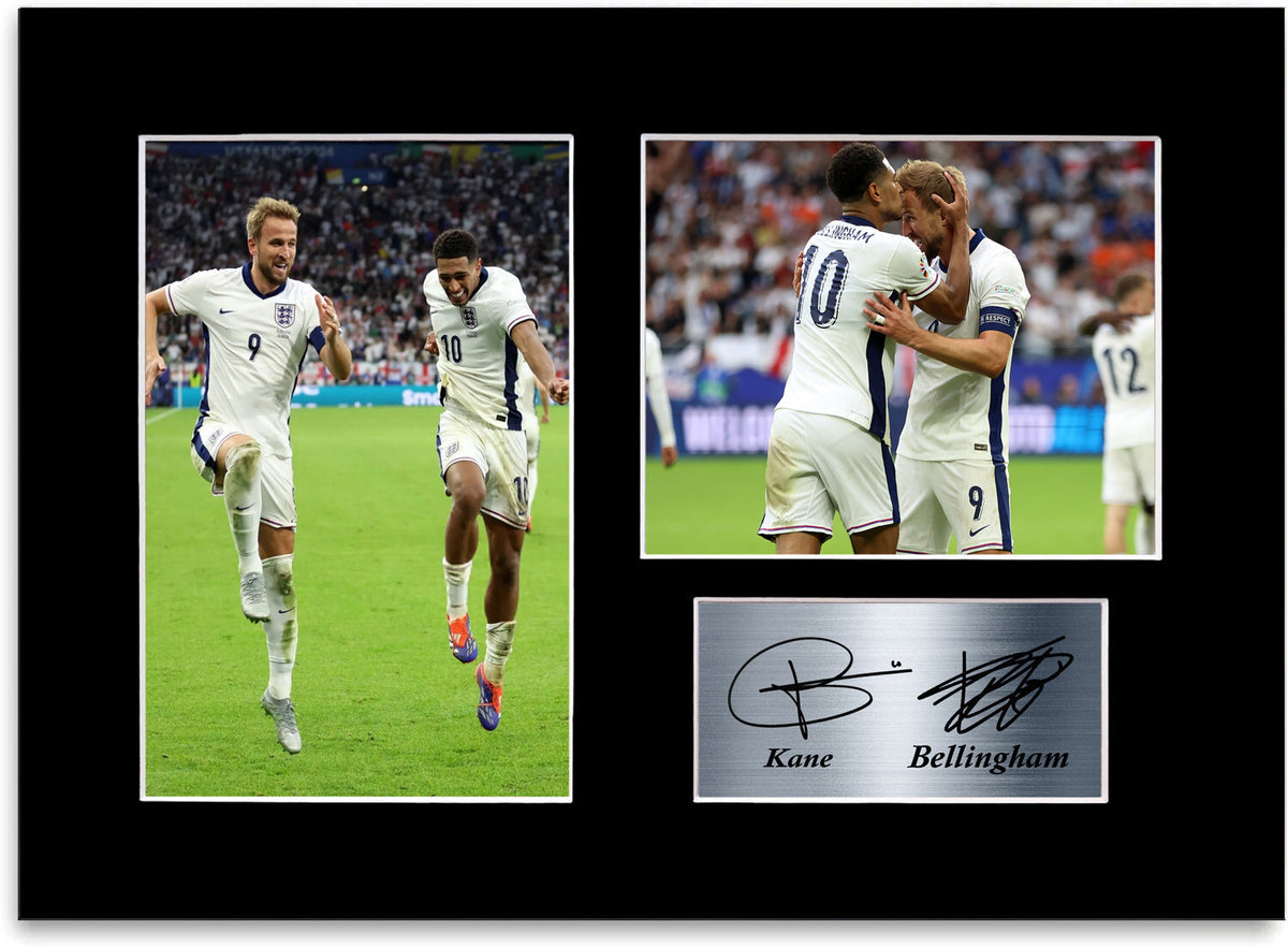 Jude Bellingham Harry Kane England Euro 2024 mounted display by LJW Prints