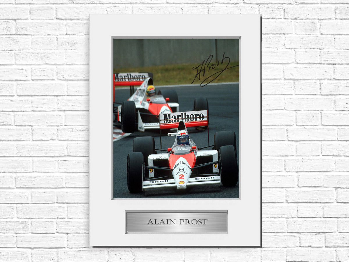 Alain Prost F1 Champion Signed Photo Display Mount A4 