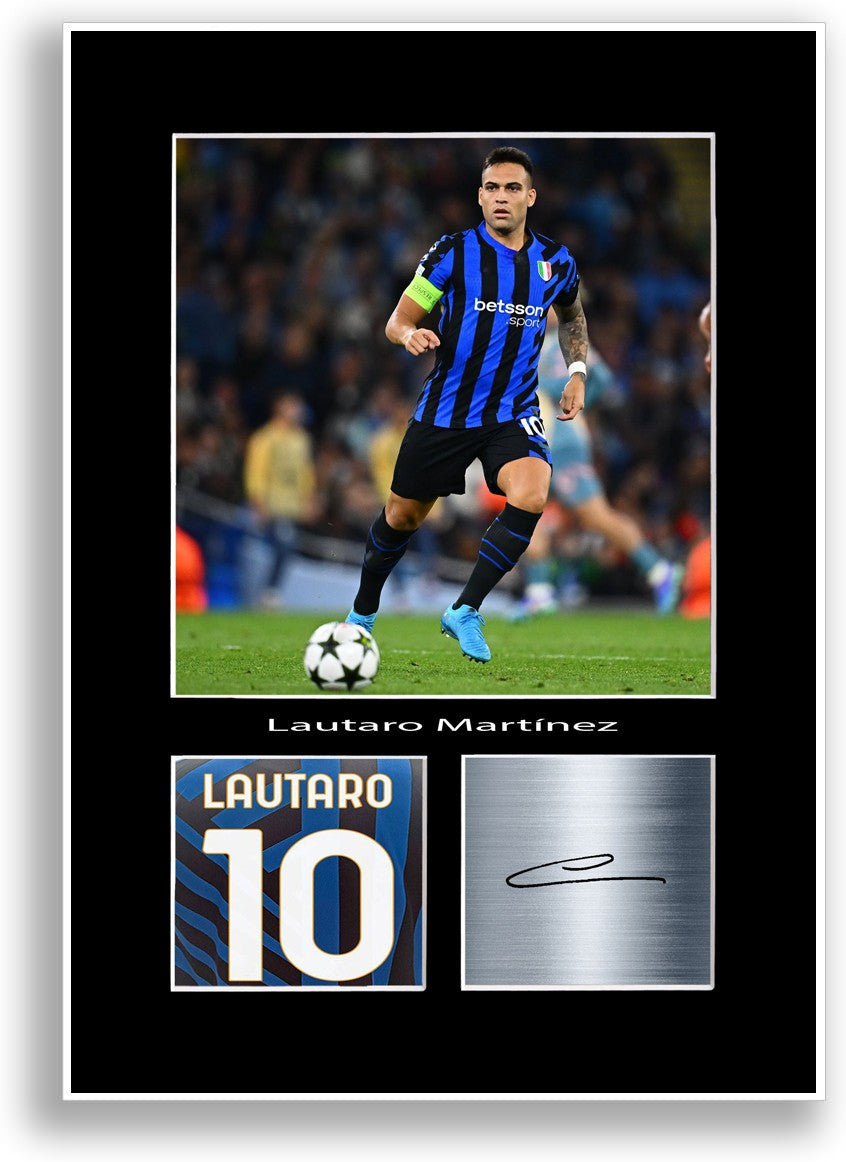 Lautaro Martinez Football Player Poster Signed Print Photo A4 Wall Art Gift Idea