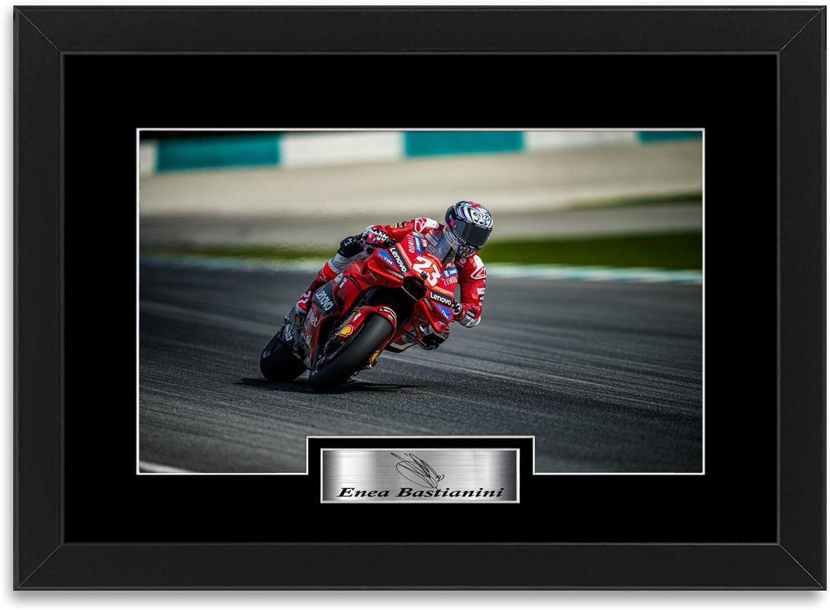 Enea Bastianini Motorcycle Racer framed print by LJW Prints