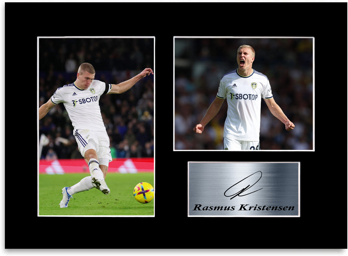 Rasmus Kristensen Leeds United Player mounted display by LJW Prints