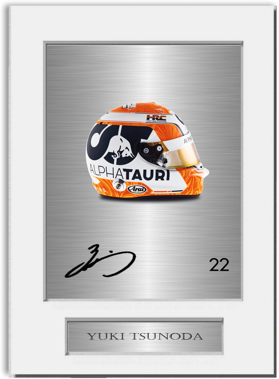 Yuki Tsunoda Alphatauri F1 Driver 2022 Helmet Signed Photo Display Mount A4
