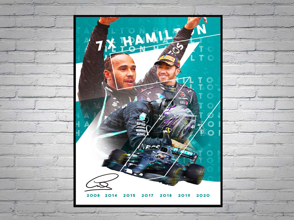 Lewis Hamilton 7 Times Formula 1 World Champion Signed Poster A4