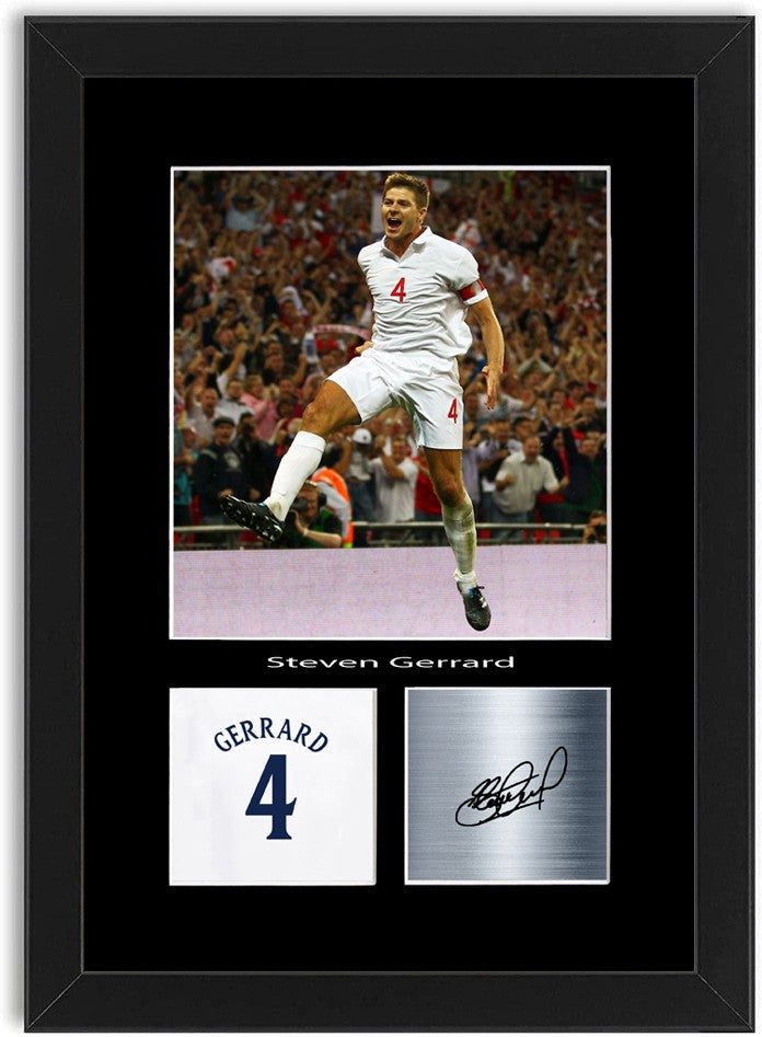 Steven Gerrard England Football Poster Signed Print Photo A4 Wall Art Framed