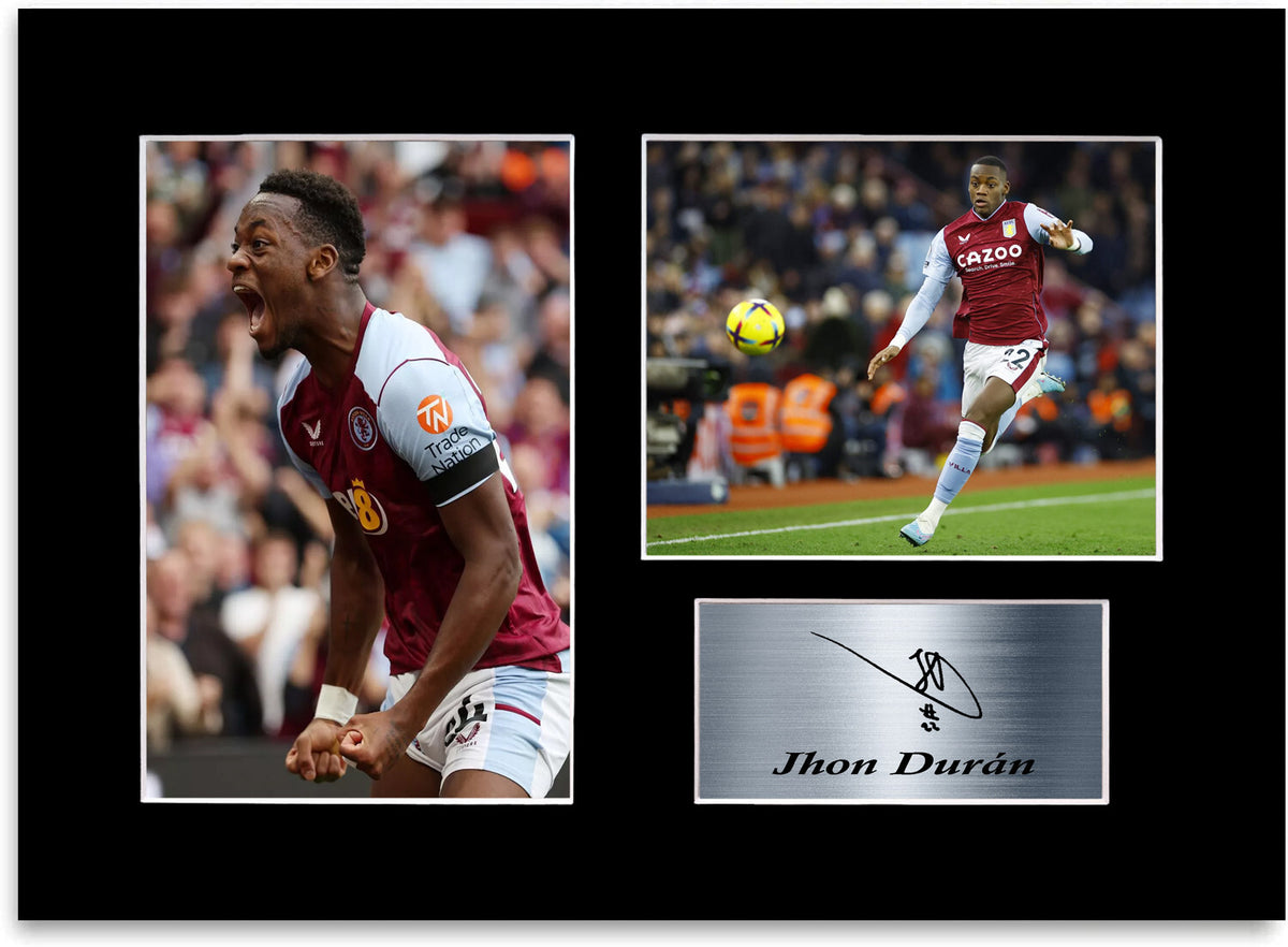 Jhon Duran Aston Villa Player mounted display by LJW Prints