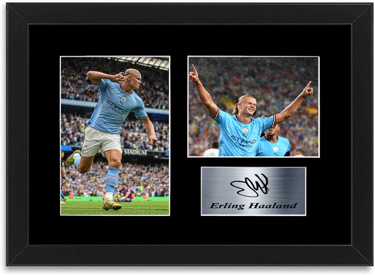 Erling Haaland Man City Player A4 Signed Photo Display Mount Gift Framed Poster