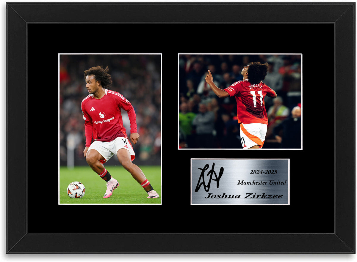 Joshua Zirkzee Man United Player framed print by LJW Prints